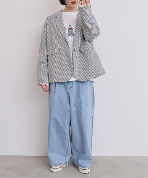 l'atelier du savon（アトリエドサボン）の「ちょいまるデニムパンツ（デニムパンツ・レディース・ネイビー/サックスブルー・FREE）」の10枚目の写真