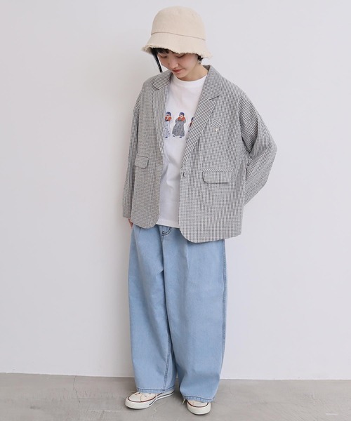 l'atelier du savon（アトリエドサボン）の「ちょいまるデニムパンツ（デニムパンツ・レディース・ネイビー/サックスブルー・FREE）」の12枚目の写真