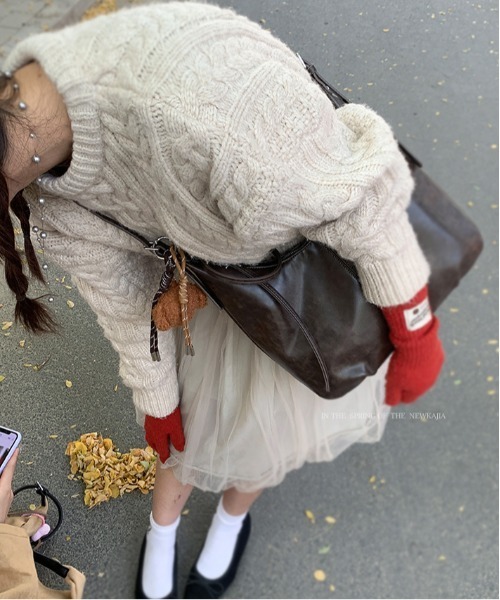 FREE STYLISTS（フリー スタイリスト）の「Y2K レトロシンプルホーボーバッグ（ショルダーバッグ・レディース・ブラウン/ブラック・FREE）」の20枚目の写真