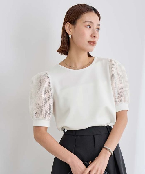 UR'S(ユアーズ)の「パフスリーブドッキングプルオーバー(Tシャツ/カットソー・レディース・ブラック/ホワイト・L/M/S)」の8枚目の写真