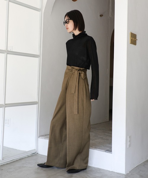 select MOCA Et(セレクトモカエト)の「【Et】Wrap Belt Wide Pants(スラックス・レディース・ライトブラウン/ブラック/ベージュ・LARGE/MEDIUM)」の5枚目の写真
