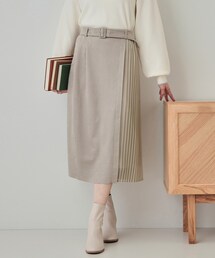 DRESKIP | 【S-LL】共布ベルト付き サイドプリーツ切り替えスカート(スカート)