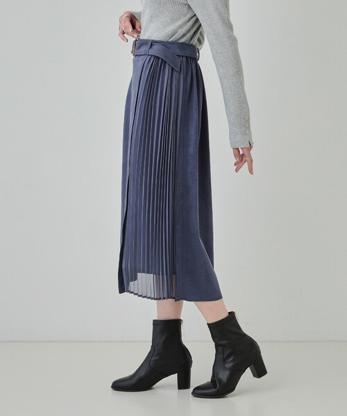 DRESKIP（ドレスキップ）の「【S-LL】共布ベルト付き サイドプリーツ切り替えスカート（スカート・レディース・チャコールグレー/ナチュラル/ブルー・01/02/03/04）」の13枚目の写真