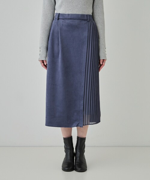 DRESKIP（ドレスキップ）の「【S-LL】共布ベルト付き サイドプリーツ切り替えスカート（スカート・レディース・チャコールグレー/ナチュラル/ブルー・01/02/03/04）」の22枚目の写真