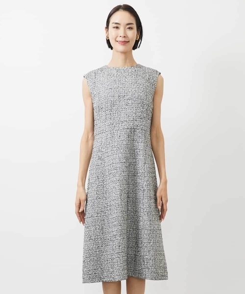 MICHEL KLEIN（ミッシェル・クラン）の「［セットアップ対応/洗える］ノースリーブツイードワンピース（ワンピース・レディース・グレー/ネイビー・38）」の21枚目の写真