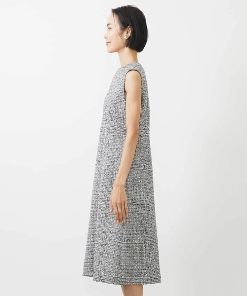 MICHEL KLEIN（ミッシェル・クラン）の「［セットアップ対応/洗える］ノースリーブツイードワンピース（ワンピース・レディース・グレー/ネイビー・38）」の22枚目の写真
