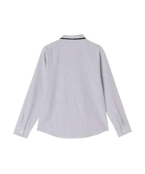 TOKYO SHIRTS（トウキョウシャツ）の「COFREX  配色ボウタイ レディース長袖シャツ（シャツ/ブラウス・レディース・グレー・M/L/LL/XL/S）」の5枚目の写真