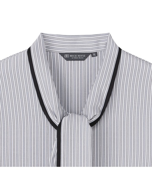 TOKYO SHIRTS（トウキョウシャツ）の「COFREX  配色ボウタイ レディース長袖シャツ（シャツ/ブラウス・レディース・グレー・M/L/LL/XL/S）」の6枚目の写真