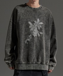 cussil（クシル）の「【cussil/クシル】ピグメントスノーウォッシュ加工フラワー刺繍スウェット（スウェット）」