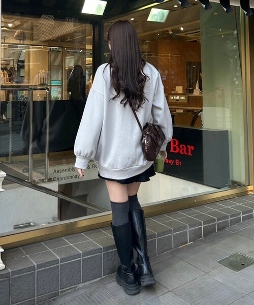Another Branch olive des olive(アナザーブランチオリーブデオリーブ)の「ネコ×レースリボン裏起毛プルオーバー(スウェット・レディース・サックスブルー/アイボリー/スミクロ・FREE)」の6枚目の写真
