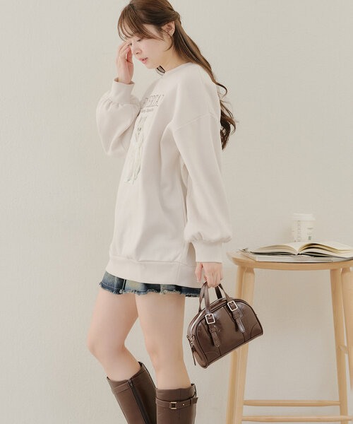 Another Branch olive des olive(アナザーブランチオリーブデオリーブ)の「ネコ×レースリボン裏起毛プルオーバー(スウェット・レディース・サックスブルー/アイボリー/スミクロ・FREE)」の13枚目の写真