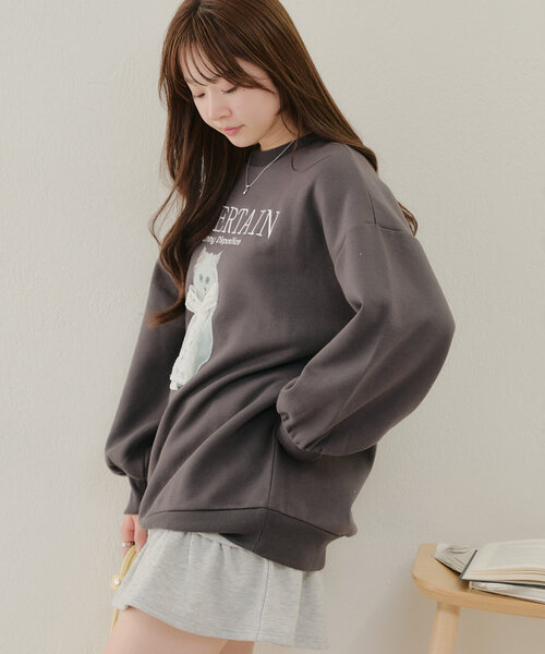 Another Branch olive des olive(アナザーブランチオリーブデオリーブ)の「ネコ×レースリボン裏起毛プルオーバー(スウェット・レディース・サックスブルー/アイボリー/スミクロ・FREE)」の16枚目の写真