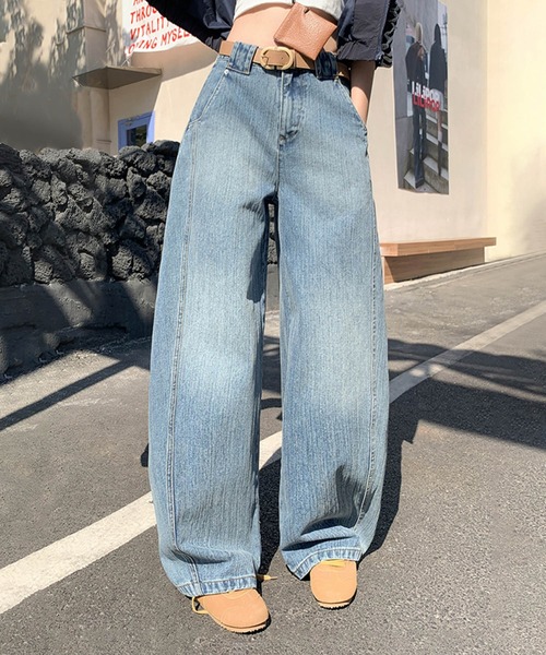 韓国ファッション ワイドルーズ ヴィンテージデニム FEKETE（フェケテ）の「WIDE LOOSE VINTAGE DENIM / ヴィンテージ