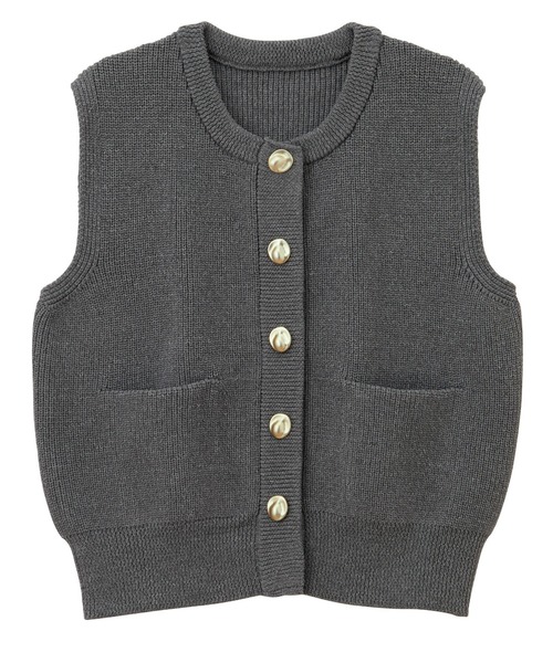 RANAN（ラナン）の「ニュアンスボタンノースリーブニットトップス（ベスト・レディース・ブラック/ホワイト/ブラウン/チャコール・LL/L/M）」の11枚目の写真