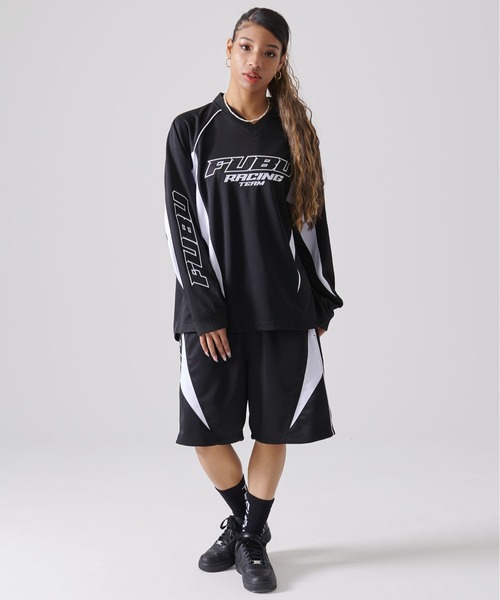 FUBU（ フブ）の「FUBU フブ ブランド ロゴ 刺繍 ワッペン Vネック 長袖 レーシングシャツ ゲームシャツ（Tシャツ/カットソー・メンズ・ホワイト/ブラック・M/L/XL/XXL）」の20枚目の写真