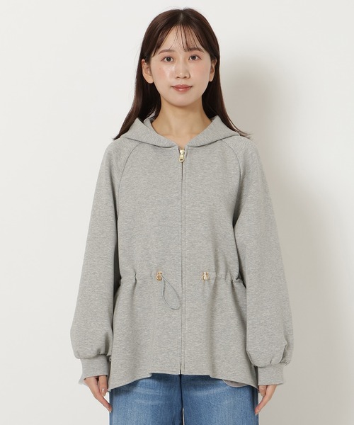 美品 ローズティアラ 大きいサイズ42 洗えるチュールリボンジップアップパーカー 22fabric】アニマルプリント／パーカー