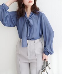 natural couture | osonoとろみサテンボータイブラウス(シャツ/ブラウス)