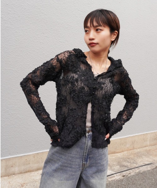 gossara（ゴサラ）の「接結レースえり付きBL（シャツ/ブラウス・レディース・アイボリー/ブラック・FREE）」の2枚目の写真