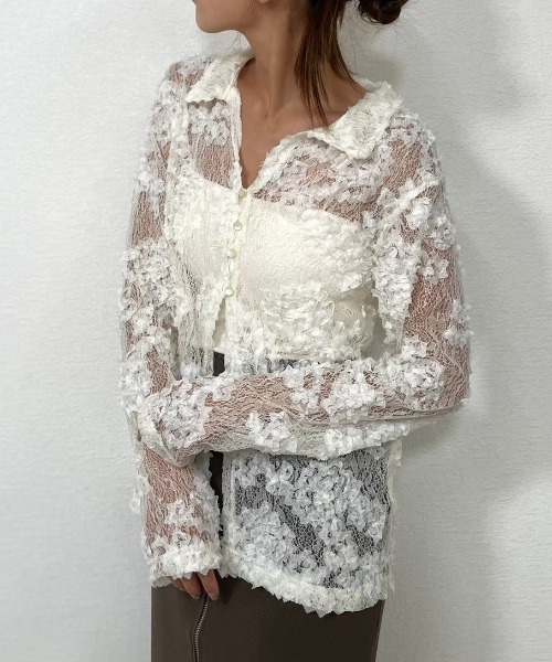 gossara（ゴサラ）の「接結レースえり付きBL（シャツ/ブラウス・レディース・アイボリー/ブラック・FREE）」の15枚目の写真