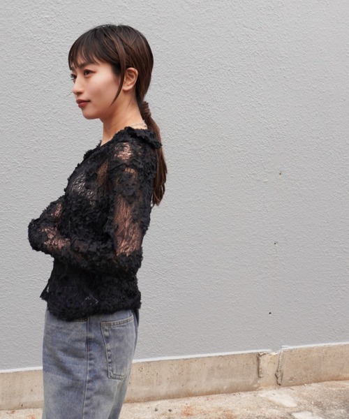 gossara（ゴサラ）の「接結レースえり付きBL（シャツ/ブラウス・レディース・アイボリー/ブラック・FREE）」の12枚目の写真