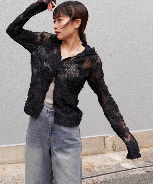 gossara（ゴサラ）の「接結レースえり付きBL（シャツ/ブラウス・レディース・アイボリー/ブラック・FREE）」の13枚目の写真