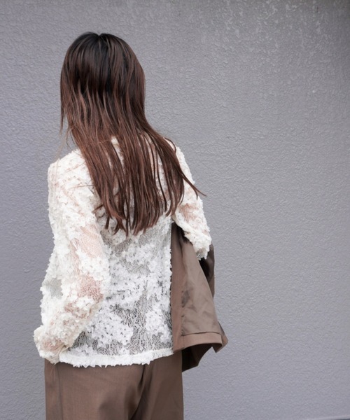 gossara（ゴサラ）の「接結レースえり付きBL（シャツ/ブラウス・レディース・アイボリー/ブラック・FREE）」の6枚目の写真