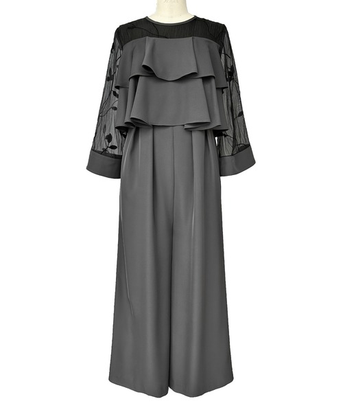 ★新品★ LE’RURE パンツドレス　結婚式　パーティー　2次会　ブラックM RUIRUE BOUTIQUE パンツドレス バックレーストップス＆タック