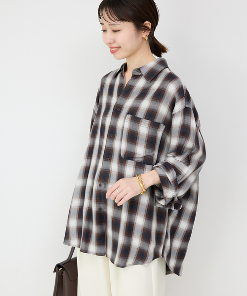 SLOBE IENA（スローブイエナ）の「ドレープチェックルーズシャツ 