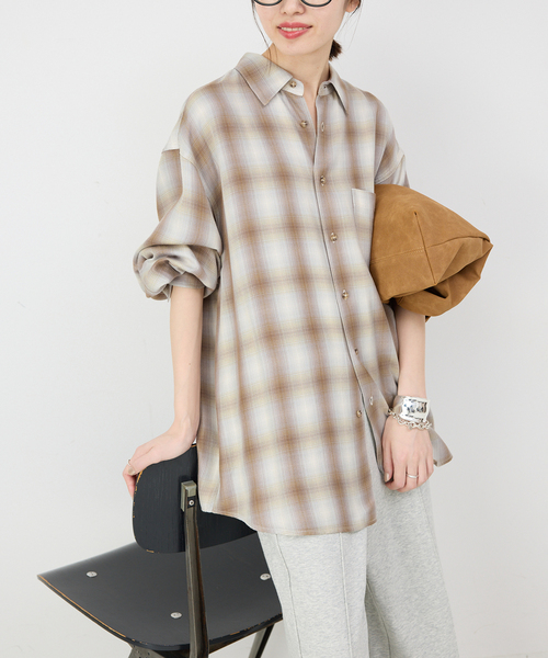 SLOBE IENA（スローブイエナ）の「ドレープチェックルーズシャツ