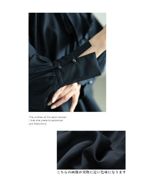 Sawa a la mode（サワアラモード）の「フリル襟ボウタイギャザーブラウス（シャツ/ブラウス・レディース・ネイビー/ホワイト/ライトグリーン・FREE）」の12枚目の写真