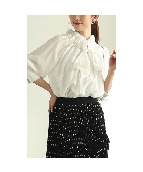 Sawa a la mode（サワアラモード）の「フリル襟ボウタイギャザーブラウス（シャツ/ブラウス・レディース・ネイビー/ホワイト/ライトグリーン・FREE）」の21枚目の写真