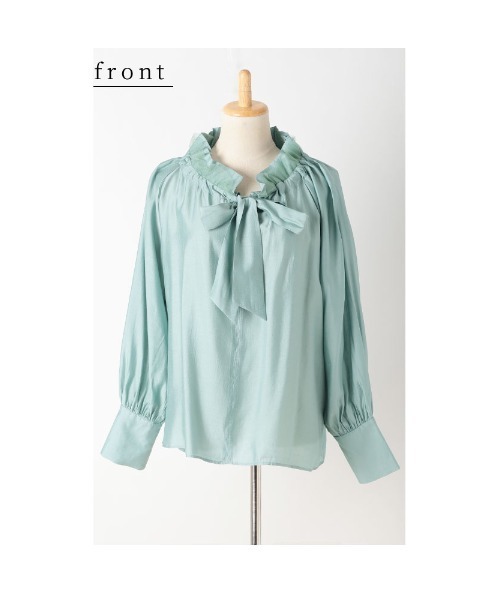 Sawa a la mode（サワアラモード）の「フリル襟ボウタイギャザーブラウス（シャツ/ブラウス・レディース・ネイビー/ホワイト/ライトグリーン・FREE）」の22枚目の写真