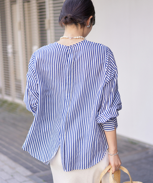 ぱんだ様　IENA ラミーリヨセルノーカラーブラウス サックスブルーB IENA｜ラミーリヨセルノーカラーブラウス | Rakuten Fashion