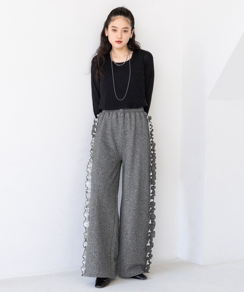 RAGEBLUE（レイジブルー）の「サイドフリル/ラメスウェットワイドパンツ（スウェットパンツ・レディース・ブラック/グレー・FREE）」の13枚目の写真