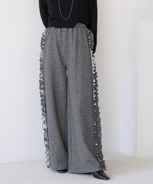 RAGEBLUE（レイジブルー）の「サイドフリル/ラメスウェットワイドパンツ（スウェットパンツ・レディース・ブラック/グレー・FREE）」の15枚目の写真