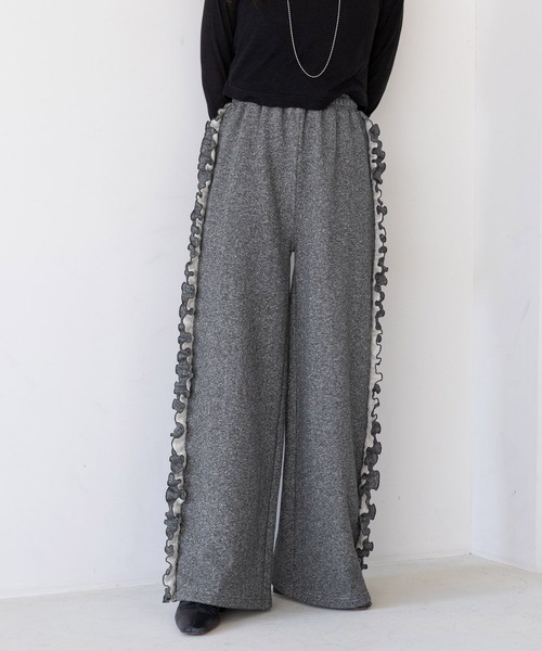 RAGEBLUE（レイジブルー）の「サイドフリル/ラメスウェットワイドパンツ（スウェットパンツ・レディース・ブラック/グレー・FREE）」の16枚目の写真
