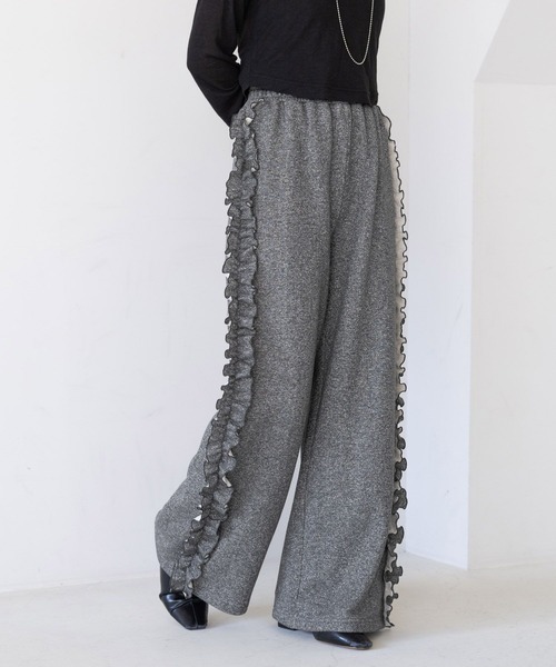 RAGEBLUE（レイジブルー）の「サイドフリル/ラメスウェットワイドパンツ（スウェットパンツ・レディース・ブラック/グレー・FREE）」の17枚目の写真