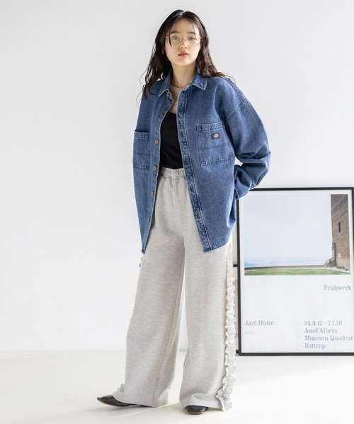 RAGEBLUE（レイジブルー）の「サイドフリル/ラメスウェットワイドパンツ（スウェットパンツ・レディース・ブラック/グレー・FREE）」の5枚目の写真