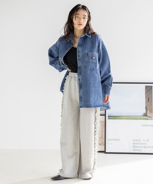 RAGEBLUE（レイジブルー）の「サイドフリル/ラメスウェットワイドパンツ（スウェットパンツ・レディース・ブラック/グレー・FREE）」の6枚目の写真