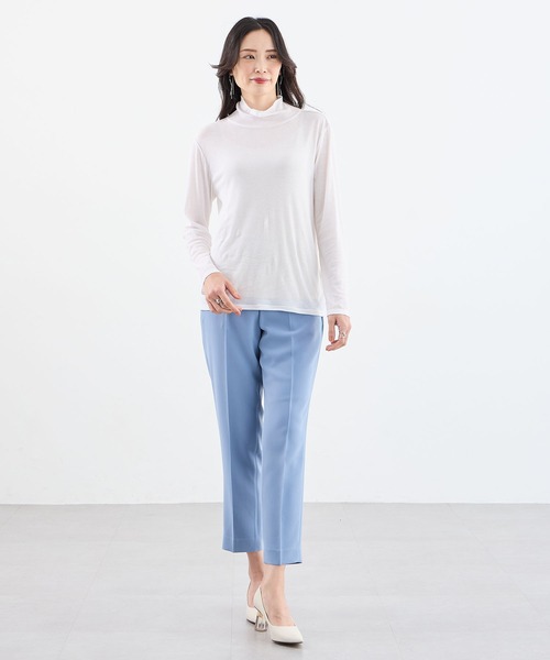 A/C DESIGN BY ALPHA CUBIC(エーシーデザインバイアルファキュービック)の「【2025年春夏】シアーハイネックプルオーバー(Tシャツ/カットソー・レディース・ライトグレー/オフホワイト/ブラック/サックスブルー・M/L/LL)」の19枚目の写真