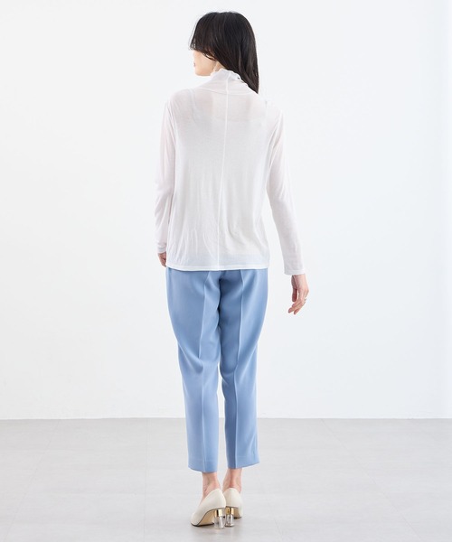 A/C DESIGN BY ALPHA CUBIC(エーシーデザインバイアルファキュービック)の「【2025年春夏】シアーハイネックプルオーバー(Tシャツ/カットソー・レディース・ライトグレー/オフホワイト/ブラック/サックスブルー・M/L/LL)」の21枚目の写真
