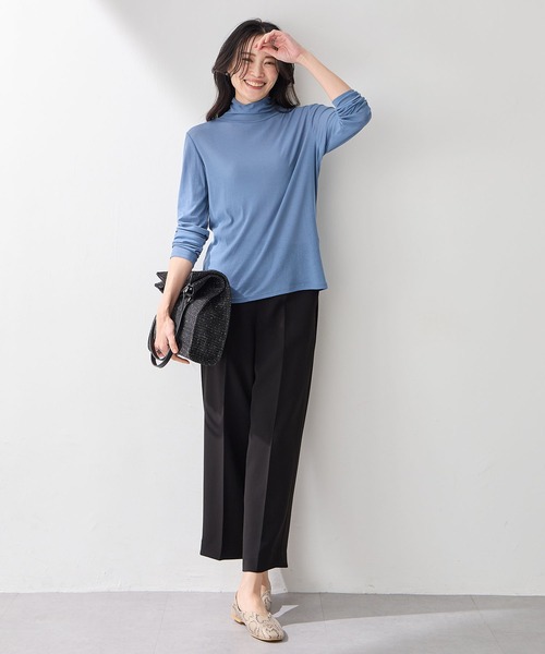 A/C DESIGN BY ALPHA CUBIC(エーシーデザインバイアルファキュービック)の「【2025年春夏】シアーハイネックプルオーバー(Tシャツ/カットソー・レディース・ライトグレー/オフホワイト/ブラック/サックスブルー・M/L/LL)」の7枚目の写真
