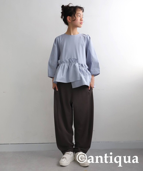 antiqua（アンティカ）の「テーパードパンツ（その他パンツ・キッズ・レッド/ライム/ダークグリーン/ブラウン系その他/ブラック/アイボリー・160/150/140）」の4枚目の写真