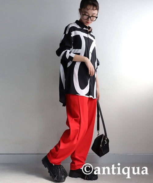 antiqua（アンティカ）の「テーパードパンツ（その他パンツ・キッズ・レッド/ライム/ダークグリーン/ブラウン系その他/ブラック/アイボリー・160/150/140）」の6枚目の写真