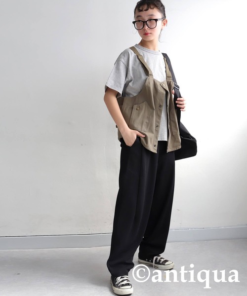 antiqua（アンティカ）の「テーパードパンツ（その他パンツ・キッズ・レッド/ライム/ダークグリーン/ブラウン系その他/ブラック/アイボリー・160/150/140）」の3枚目の写真