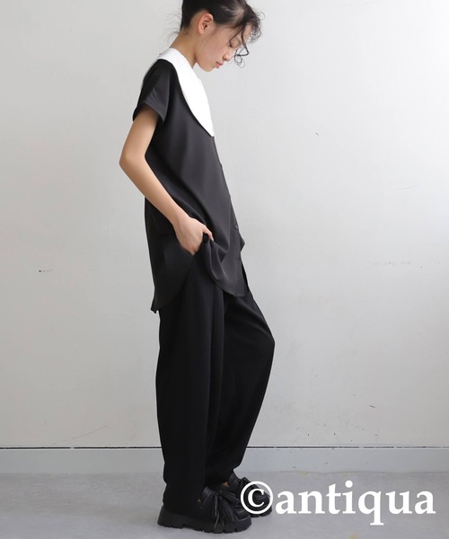 antiqua（アンティカ）の「テーパードパンツ（その他パンツ・キッズ・レッド/ライム/ダークグリーン/ブラウン系その他/ブラック/アイボリー・160/150/140）」の12枚目の写真