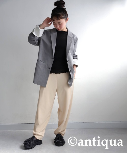 antiqua（アンティカ）の「テーパードパンツ（その他パンツ・キッズ・レッド/ライム/ダークグリーン/ブラウン系その他/ブラック/アイボリー・160/150/140）」の7枚目の写真