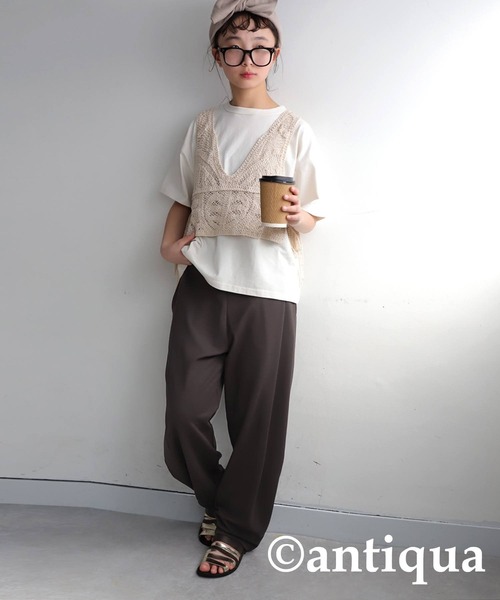 antiqua（アンティカ）の「テーパードパンツ（その他パンツ・キッズ・レッド/ライム/ダークグリーン/ブラウン系その他/ブラック/アイボリー・160/150/140）」の19枚目の写真