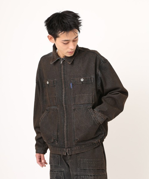 ◇ ATMOS アトモス デニム ジャケット ブルゾン アウター カーキ系マルチ # 1000025600017 atmos Denim Worker Jacket BLACK