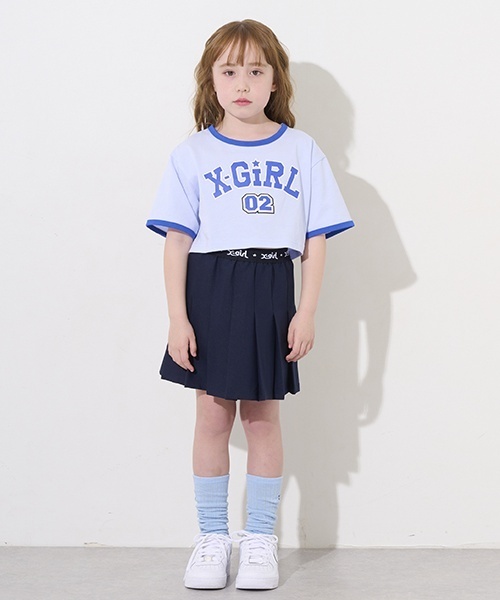 X-girl Stages(エックスガールステージス)の「ショート丈半袖T&プリーツスカートセット(セットアップ・キッズ・ブラック/ライトブルー/ピンク・110cm/100cm/80cm/120cm/90cm/140cm/130cm)」の4枚目の写真